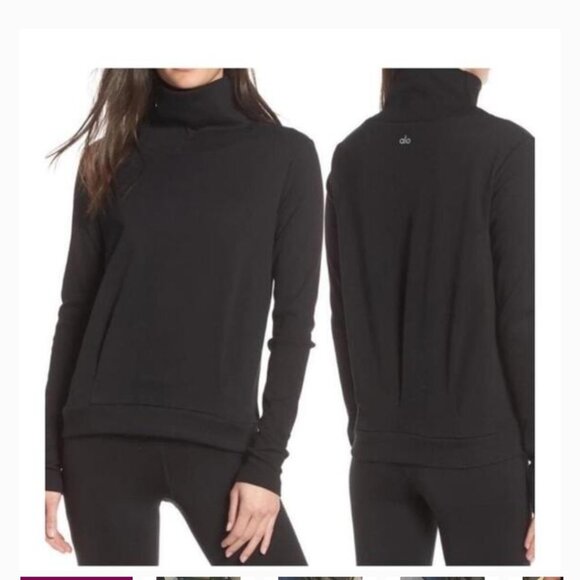 ALO Yoga Tops - Alo Yoga Clarity Sweatshirt Women's Small Black Pullover Turtleneck Athleisure